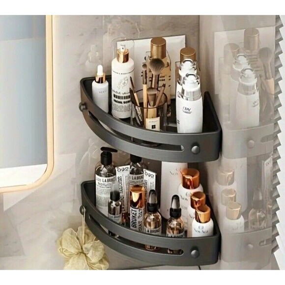 2 PCS (Shower Shelves)-(Bathroom Storage Rack)-(Plastic)-(Black)-(New)-$15.00 - Picture 10 of 11